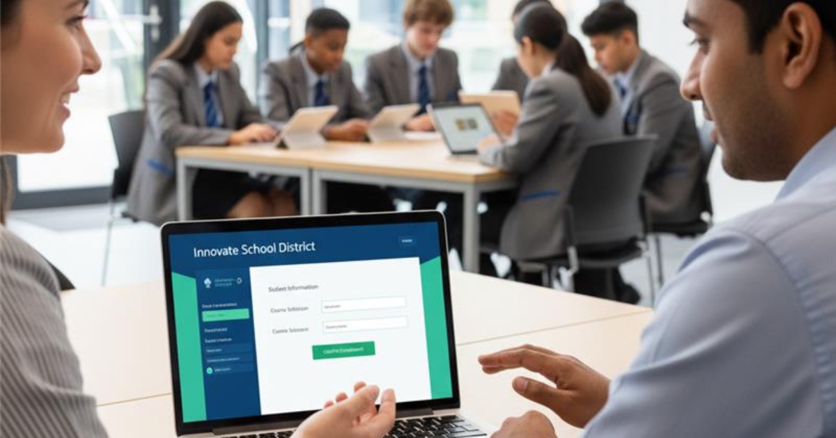 Students using laptops in a modern digital classroom under school-branded Edutech Select programme